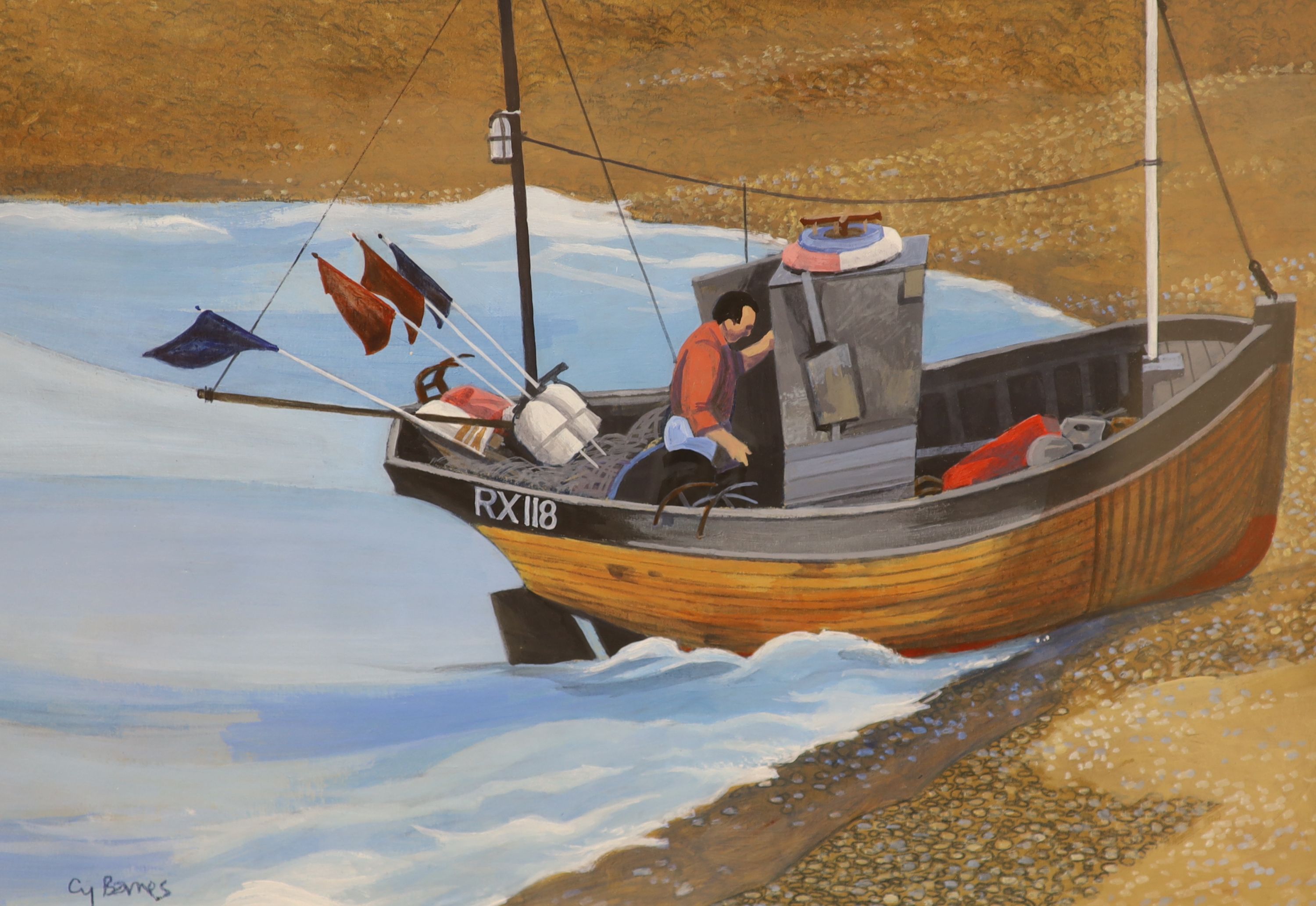 Cyril Barnes (20th century), acrylic on paper, 'RX 118 - Hastings', signed and Hazel Soan, 'Dappled Light II', 29 x 40cm & 29 x 37cm